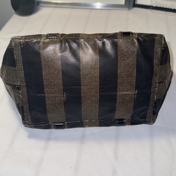 SOLD- Fendi, Pequin Stripes PVC Handbag Tote 14in  x 7.5in x 6in - Picture 5 of 10